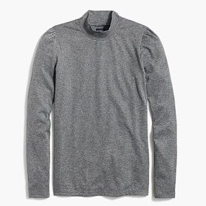 Sparkle mockneck puff-sleeve top